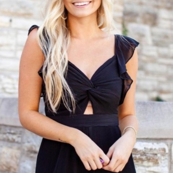 NEW ASTR the Label Black Golden Hour Wide -Leg Cutout Front Jumpsuit Siz… - Picture 7 of 15